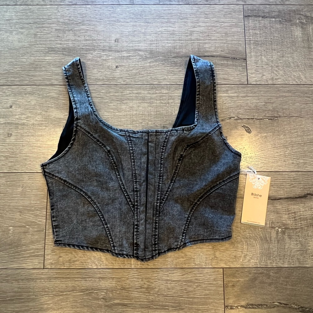 Denim Wash Corset Top Size L